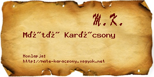 Máté Karácsony névjegykártya